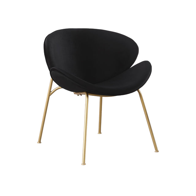 Artisan Furniture Modern Velvet Dining Chair with Gold Legs Set of 2 - Black