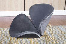 Artisan Furniture Modern Velvet Dining Chair with Gold Legs Set of 2 - Gray