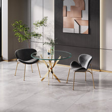 Artisan Furniture Modern Velvet Dining Chair with Gold Legs Set of 2 - Black