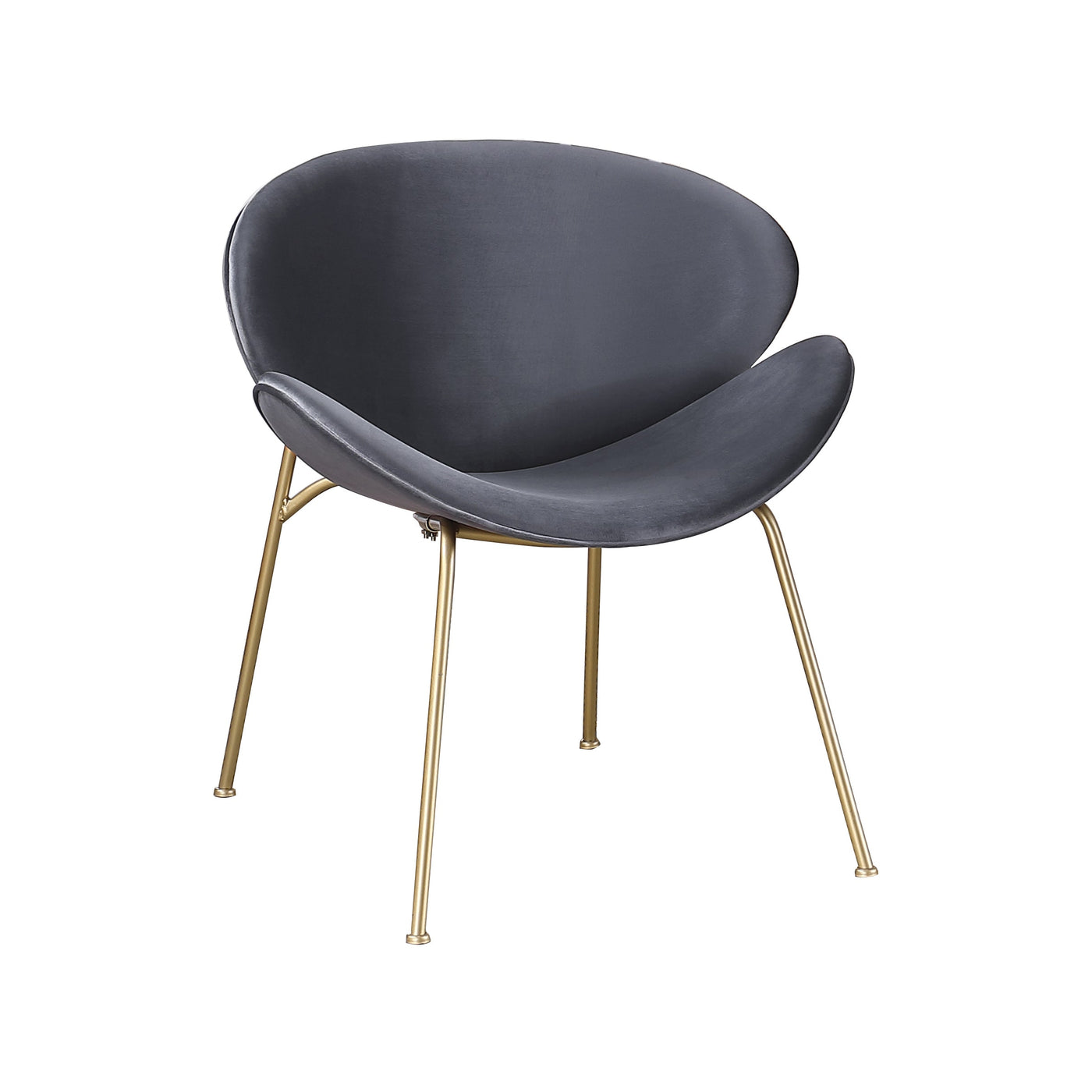 Artisan Furniture Modern Velvet Dining Chair with Gold Legs Set of 2 - Gray