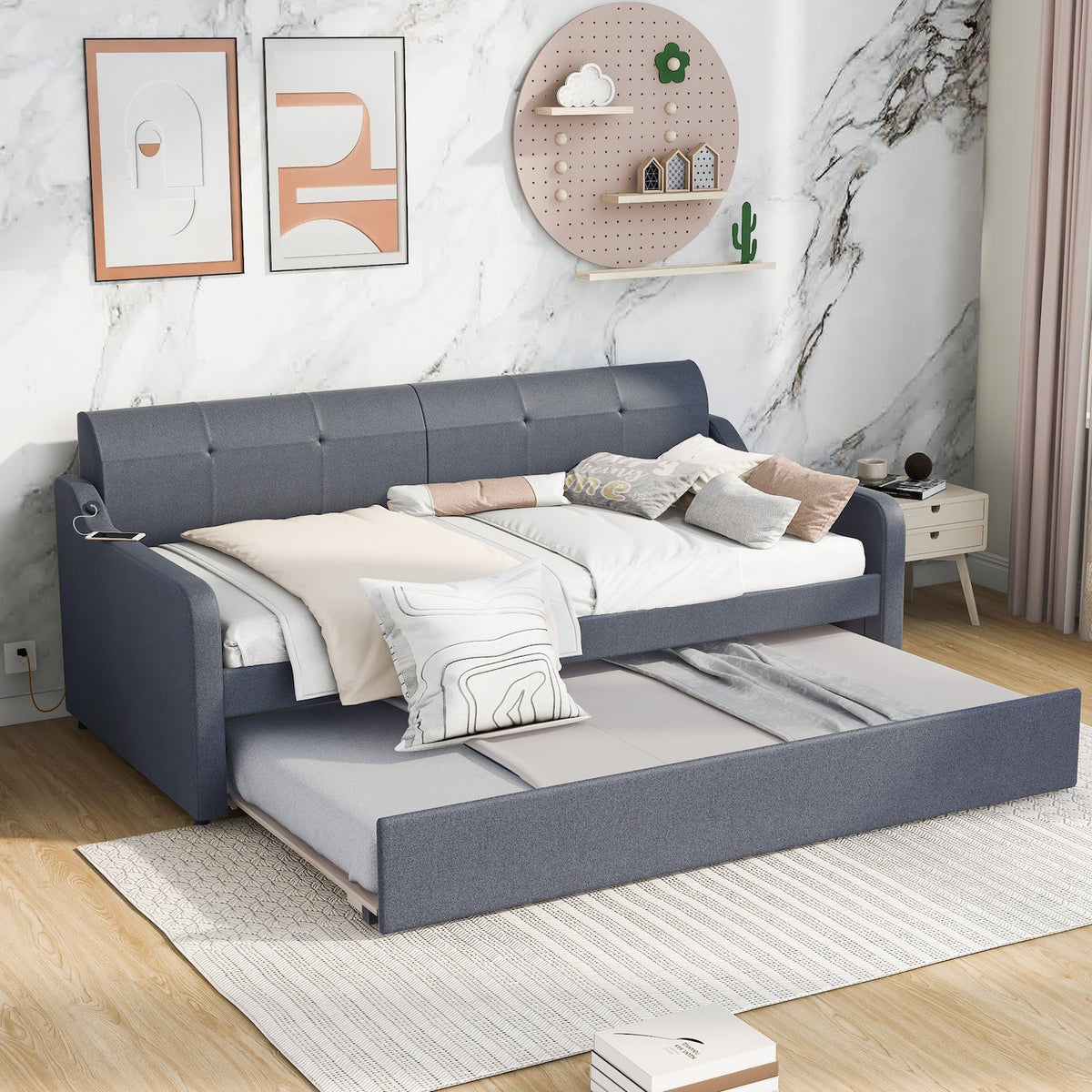 Manda Twin Daybed & Pop-up Trundle Set - Beige