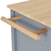 K&K Mobile Kitchen Island Cart with Solid Wood Top- Gray Blue