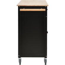 K&K Mobile Kitchen Island Cart with Solid Wood Top- Black