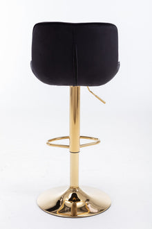 Adalya Adjustable Velvet Bar Stools Set of 2 - Black