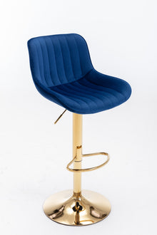 Adalya Adjustable Velvet Bar Stools Set of 2 - Navy