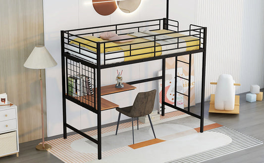 Lucky Full Metal Loft Bed with Desk