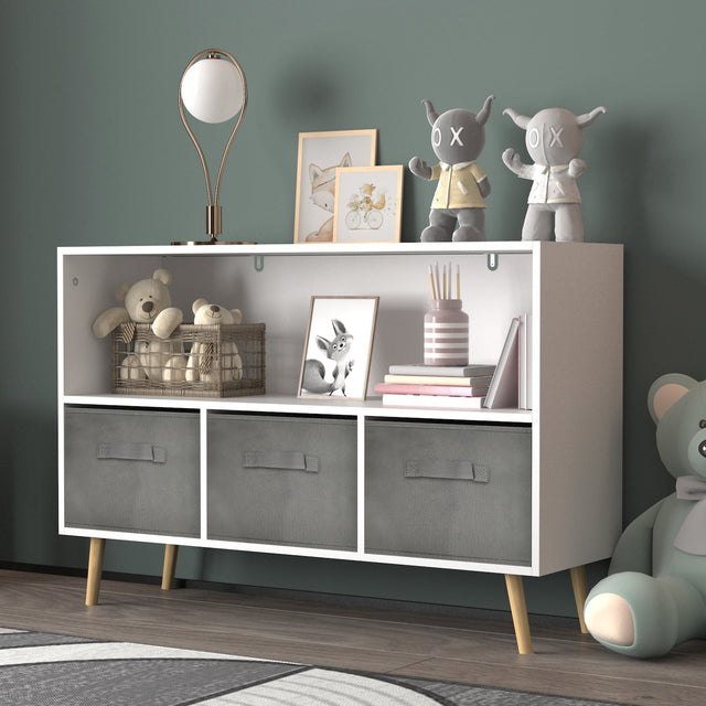 Moonriver Youth Bookcase with Collapsible Fabric Drawers