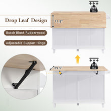 Topmax Farmhouse Kitchen Island with Drop Leaf & Seating - White