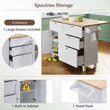 Topmax Farmhouse Kitchen Island with Drop Leaf & Seating - White