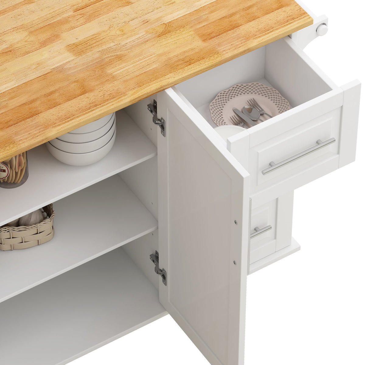 SpriBung Kitchen Island Cart - White