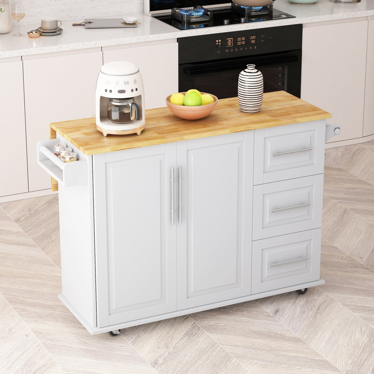 SpriBung Kitchen Island Cart - White
