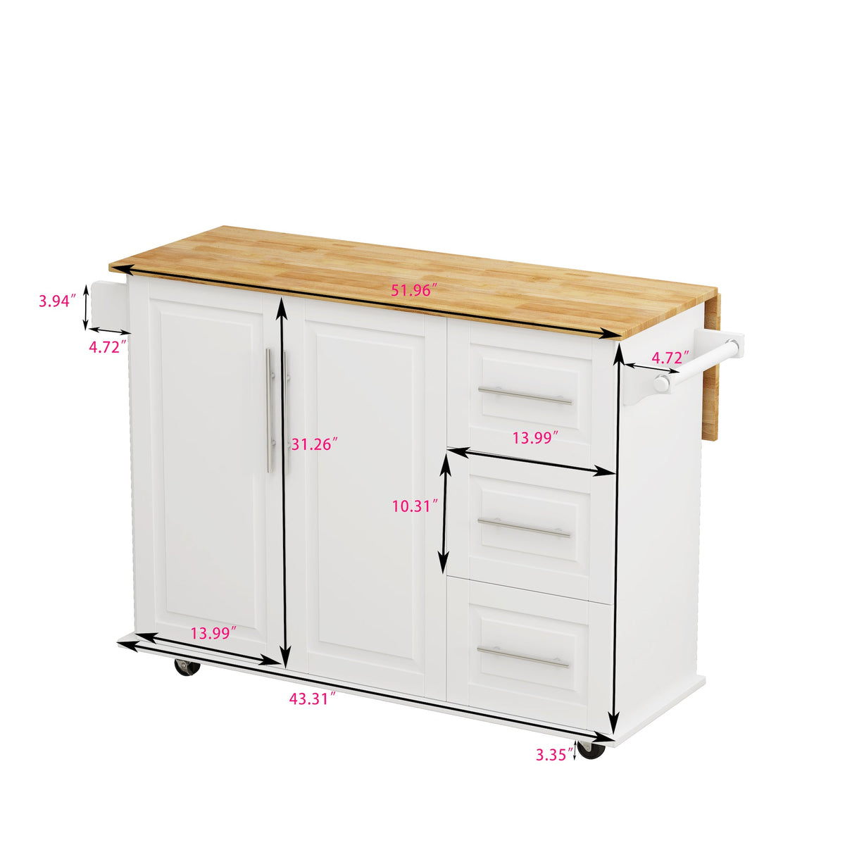 SpriBung Kitchen Island Cart - White