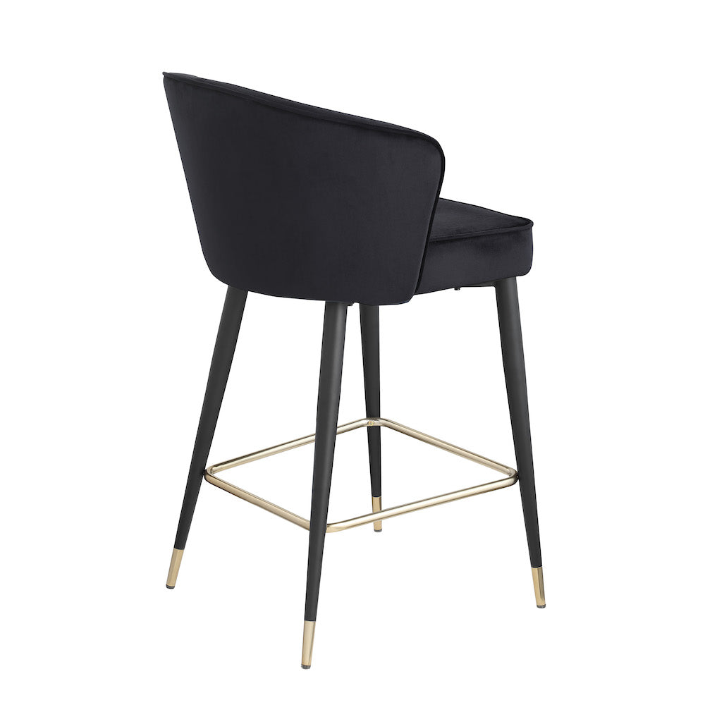 Woker Contemporary Velvet Counter Height Stool Set of 2 Black