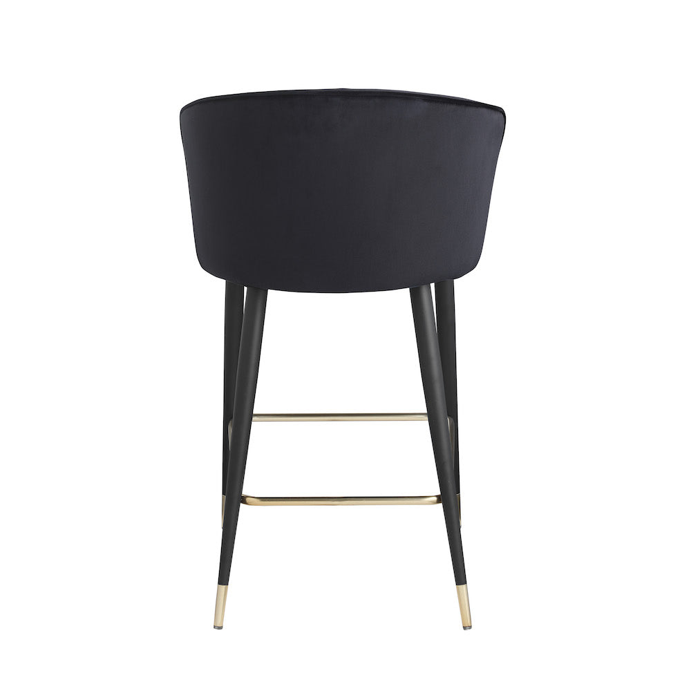 Woker Contemporary Velvet Counter Height Stool Set of 2 Black
