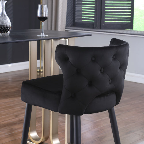Woker Furniture Contemporary Velvet Fabric Gold Tipped Counter Height Stool - Black