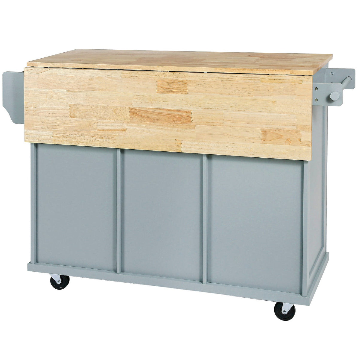 K&K Mobile Kitchen Island Cart with Drop Leaf- Gray Blue