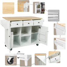 K&K Mobile Kitchen Island Cart with Drop Leaf- White