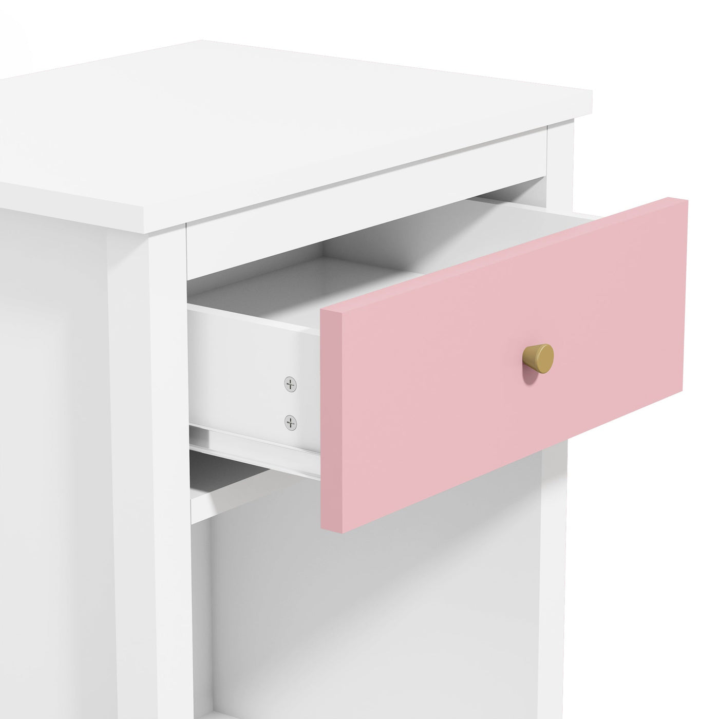 Moonriver Wooden Youth Nightstand - White & Pink
