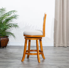 DTY Home 30" Swivel Bar Stool in Natural with Beige Fabric Seat