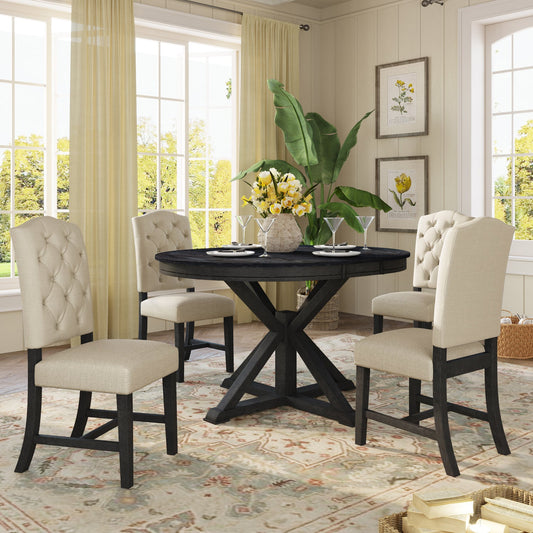 Trexm Transitional 5-Piece Dining Set - Espresso