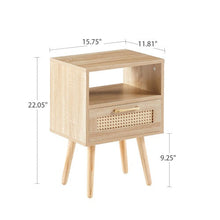 SYA Furniture Modern Minimalist Rattan Nightstand - Natural