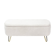 Zen Zone Modern Teddy Fabric Upholstered Bench - Ivory