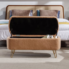 Zen Zone Modern Teddy Fabric Upholstered Bench - Camel