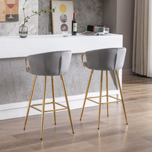 Weehaa 30" Velvet Bar Stools with Gold Base - Gray