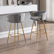 Weehaa 30" Velvet Bar Stools with Gold Base - Gray