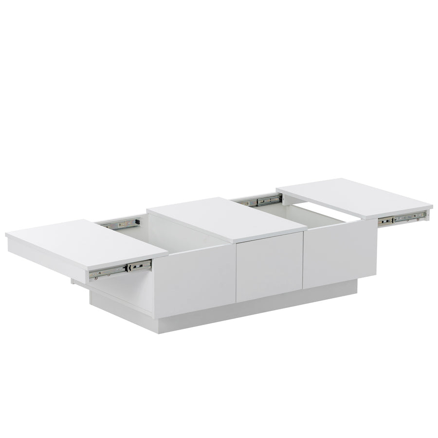 On-Trend Modern High Gloss Coffee Table with Hidden Storage - White