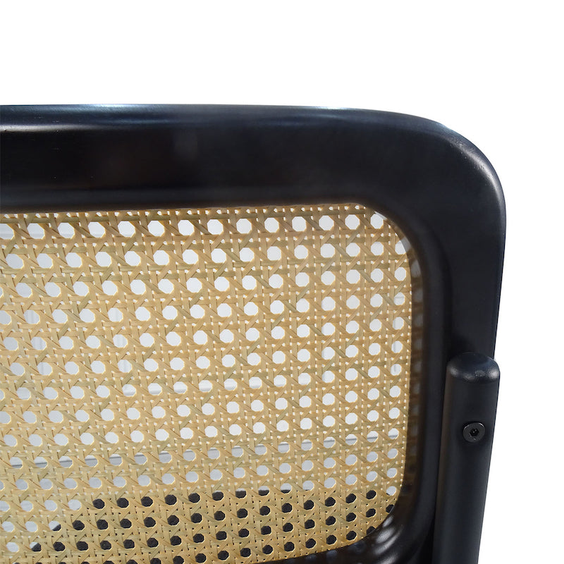 JWS Mid-Century Modern Side Chairs with Black Velvet Seat & Rattan Back