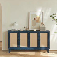 Zrun Accent Cabinet with Rattan Door Fronts - Antique Blue