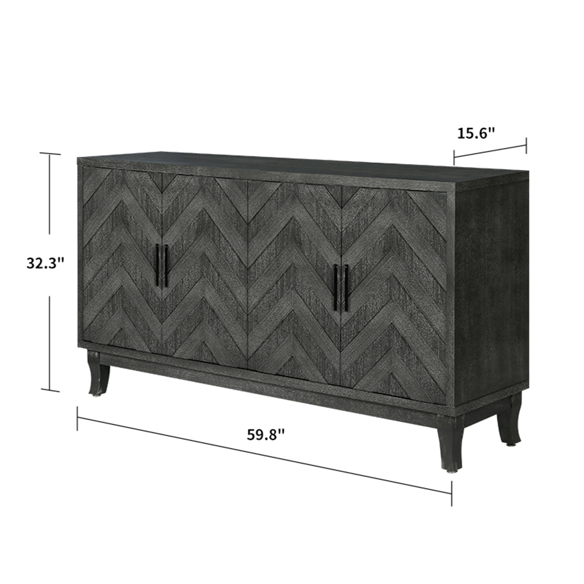 Zrun Modern Cabinet with Striped Design in Gray & Taupe