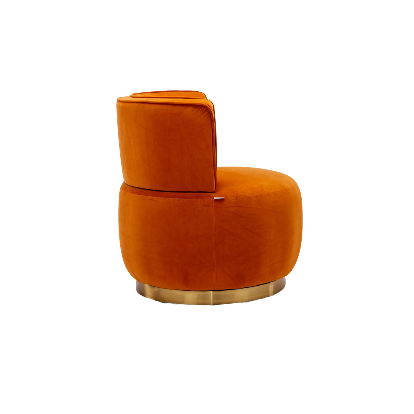 Marsha Contemporary Velvet Swivel Chair with Gold Trim - Orange