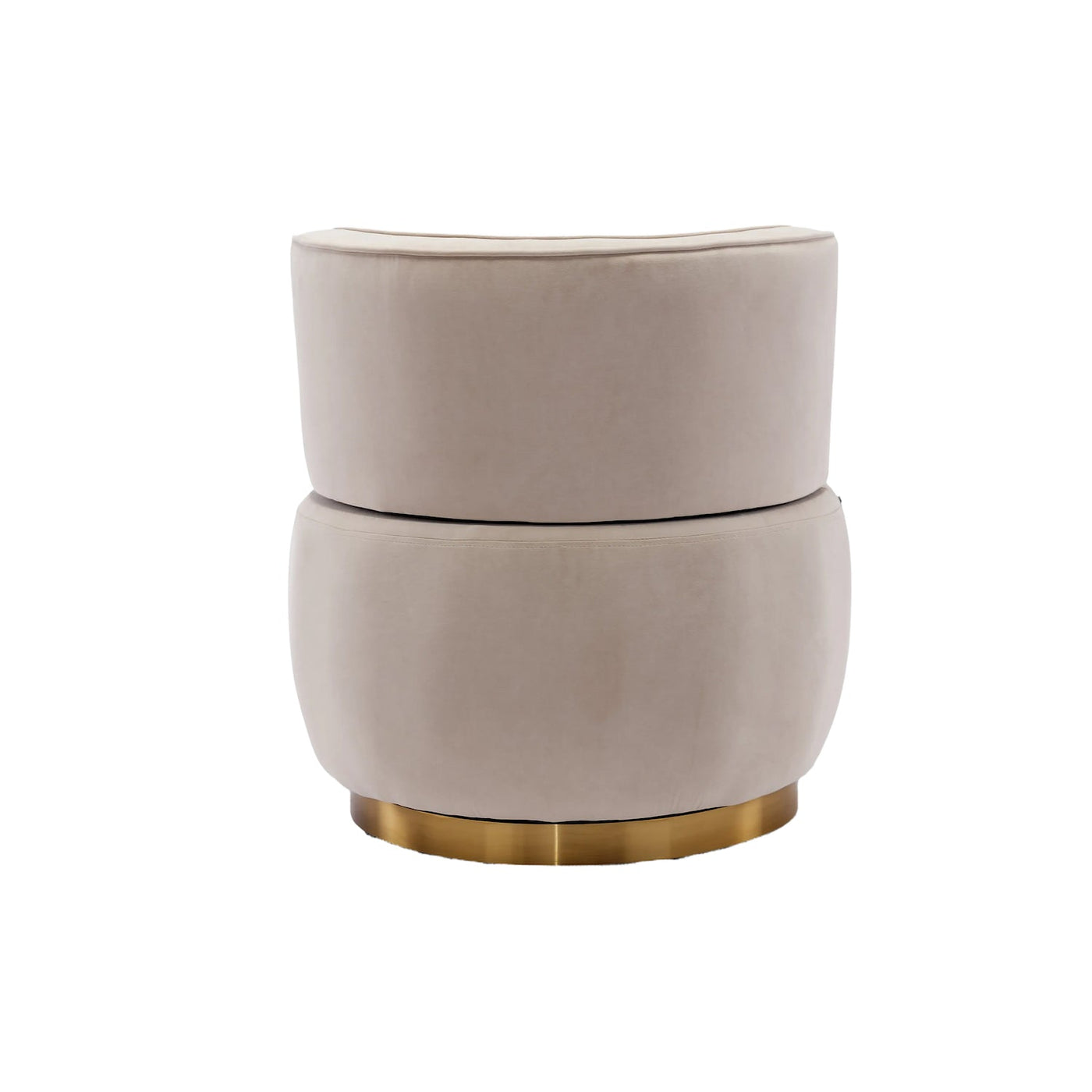Marsha Contemporary Velvet Swivel Chair with Gold Trim - Beige