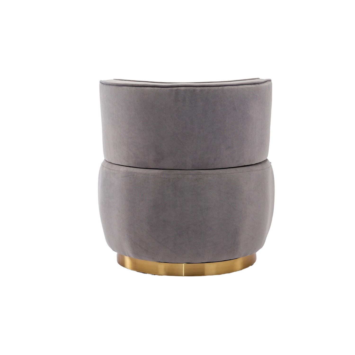 Marsha Contemporary Velvet Swivel Chair with Gold Trim - Gray