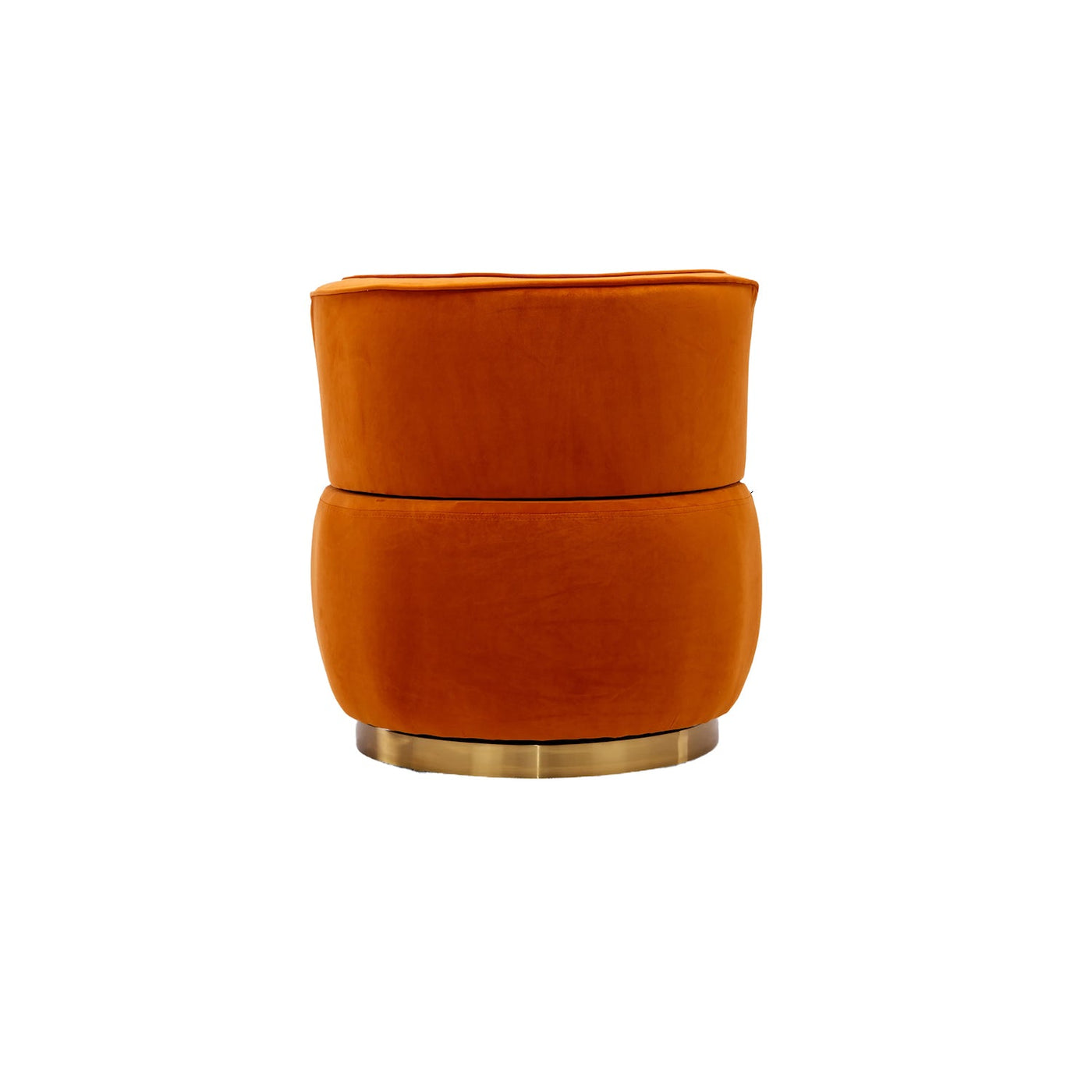 Marsha Contemporary Velvet Swivel Chair with Gold Trim - Orange