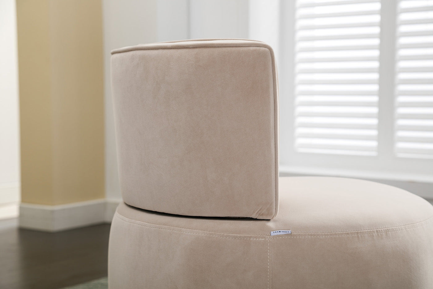 Marsha Contemporary Velvet Swivel Chair with Gold Trim - Beige