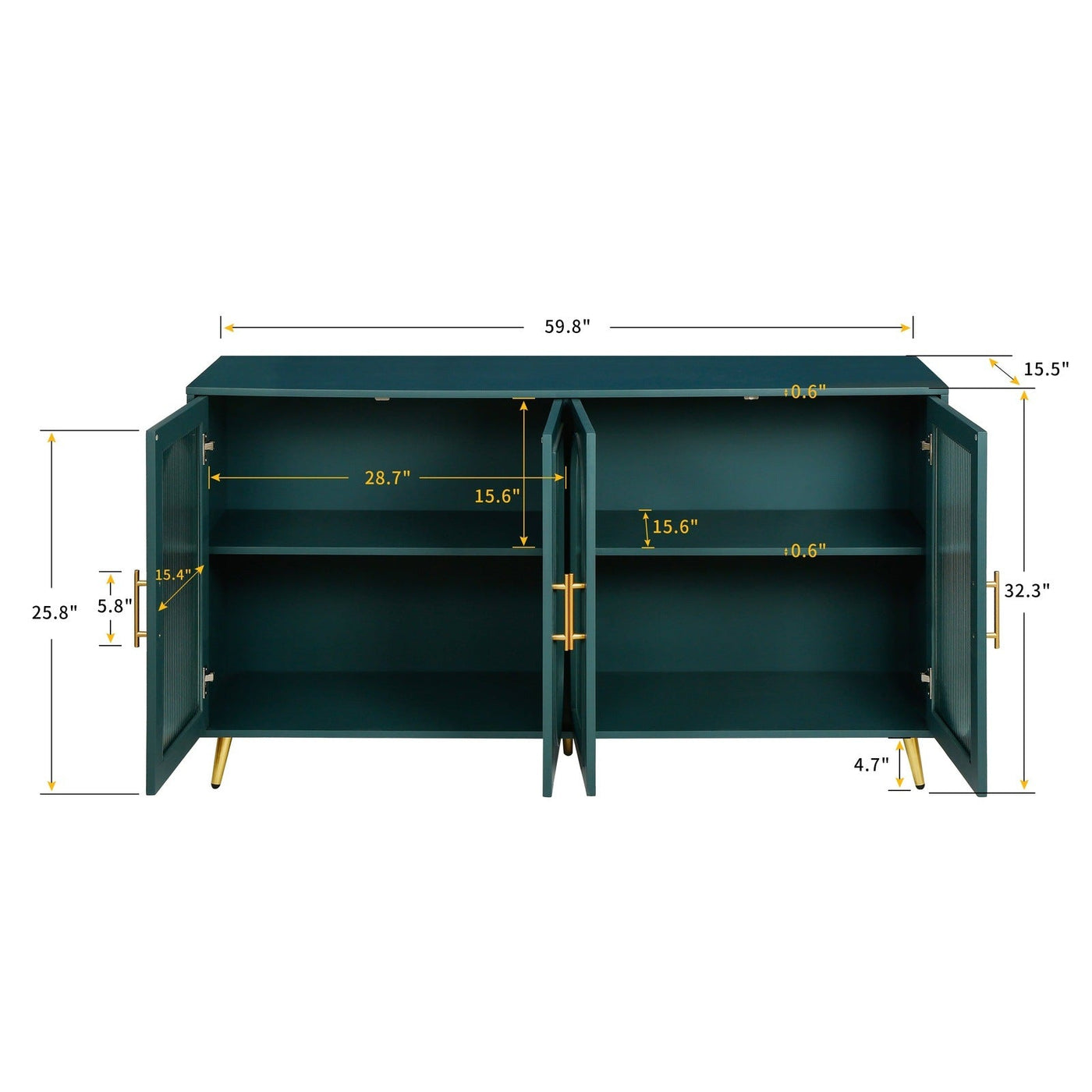 Zrun Accent Cabinet with Glass Door Fronts - Antique Blue
