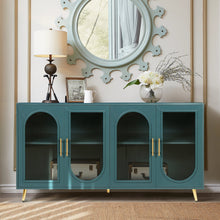 Zrun Accent Cabinet with Glass Door Fronts - Antique Blue
