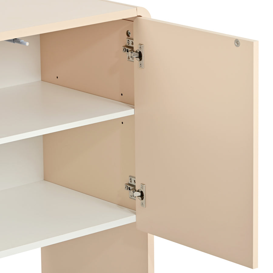 Trexm Modern Minimalist 60" 4-Door Sideboard - Apricot Cream