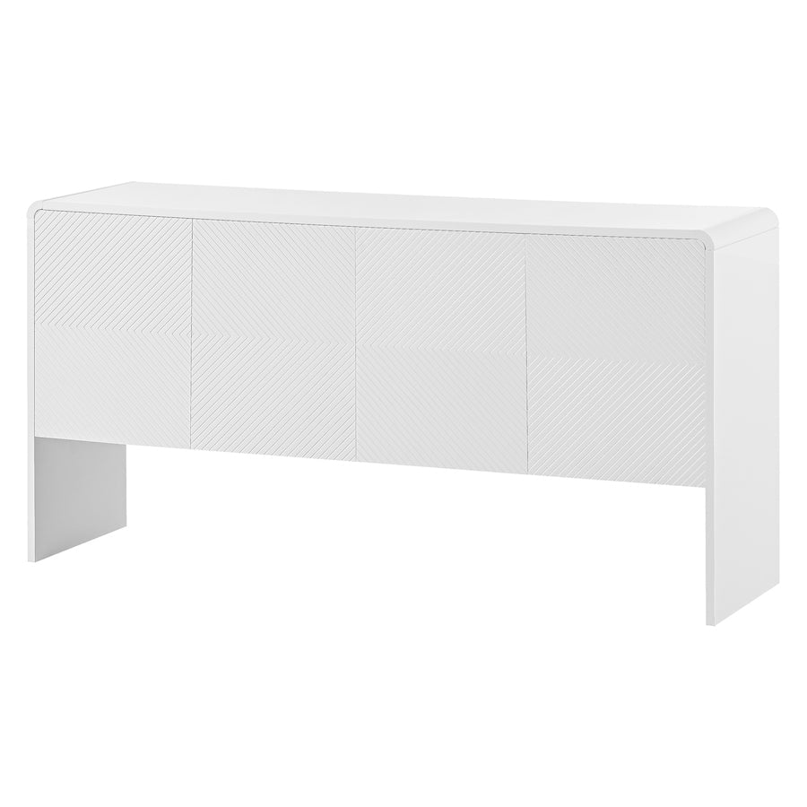 Trexm Modern Minimalist 60" 4-Door Sideboard - White