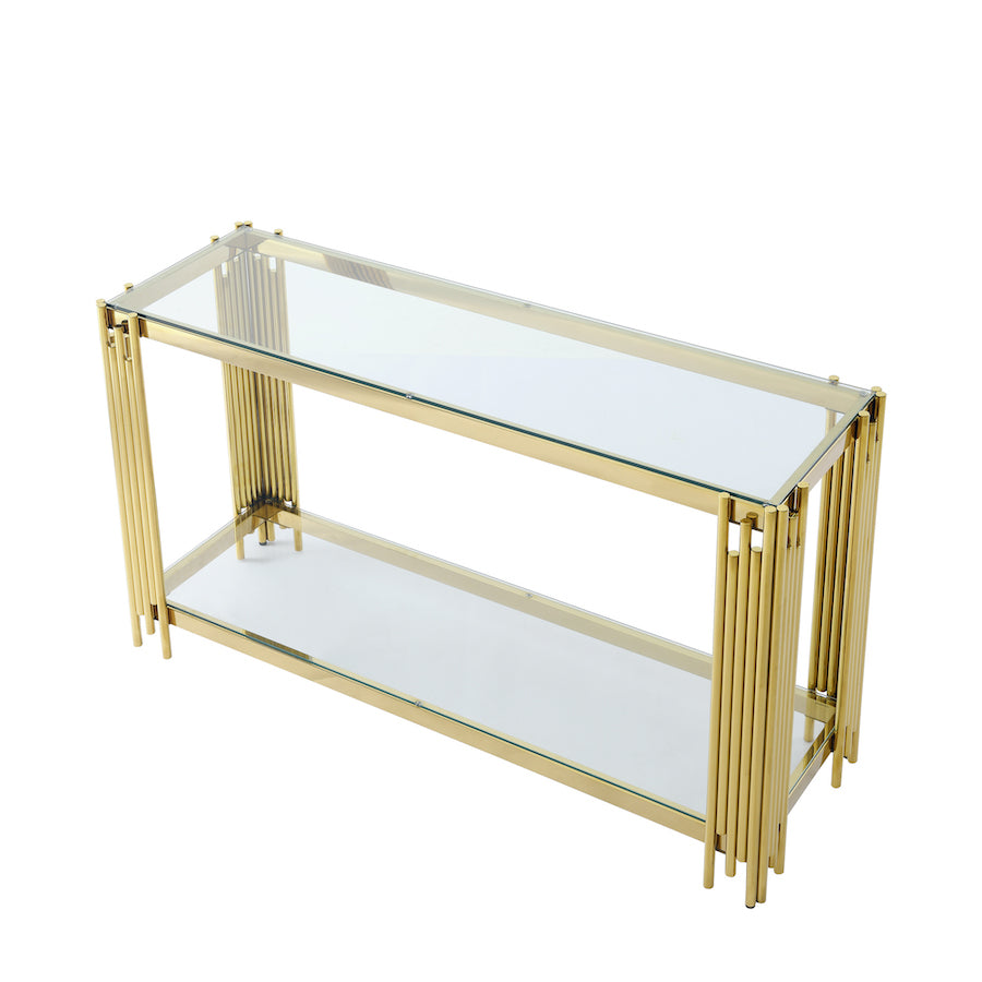 Woker Modern Golden Console Table with Glass Top