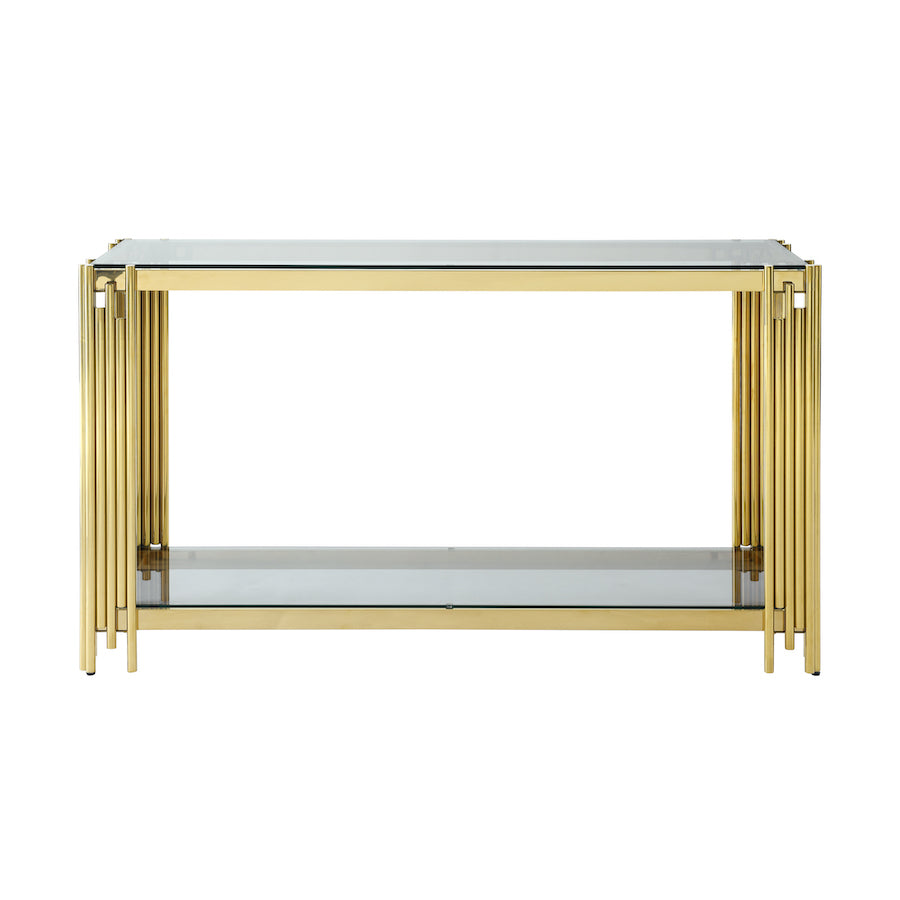 Woker Modern Golden Console Table with Glass Top