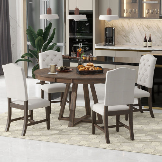 Keegan 5-Piece Retro Dining Set with 16" Leaf - Walnut