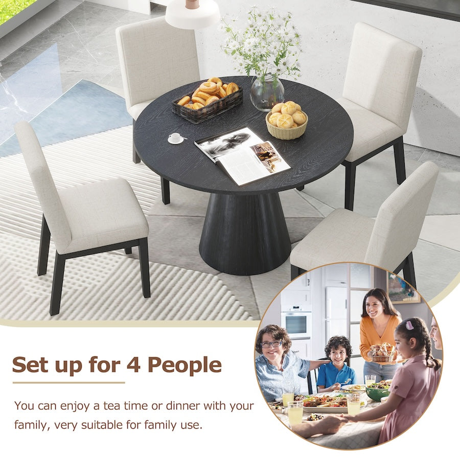 Sophie 46.5" Modern Minimalist Round Dining Table - Black