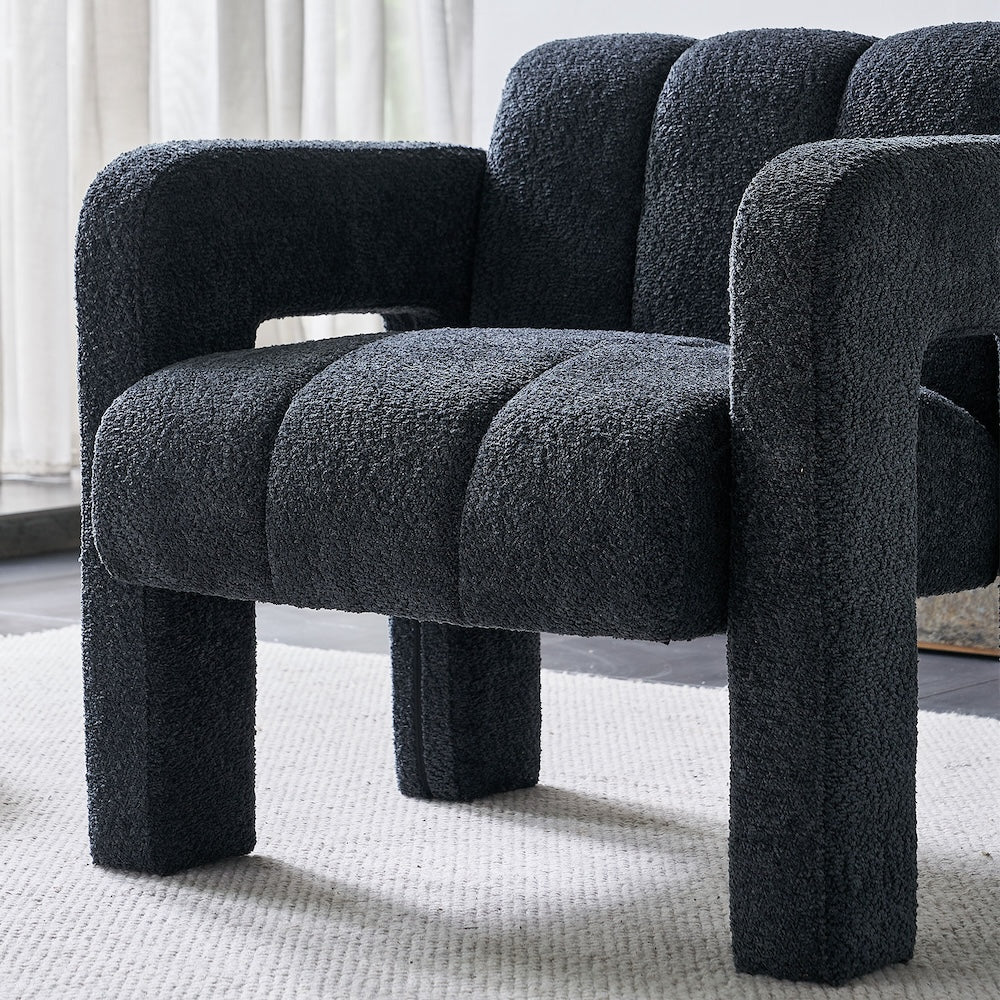 Billie 31.1" Wide Boucle Upholstered Living Room Chair - Dark Gray