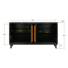 Zrun Accent Cabinet with Rattan Door Fronts - Antique Black