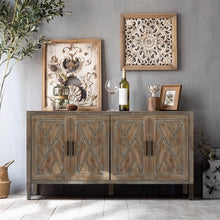 Zrun 4-Door Wooden Twill Sideboard - Brown