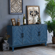 Zrun Modern Cabinet with Striped Design in Antique Navy Blue